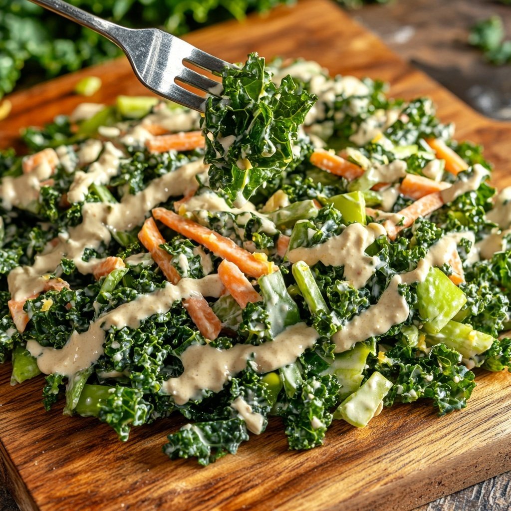 Chopped Kale Power Salad mit Zitronen-Tahini-Dressing
