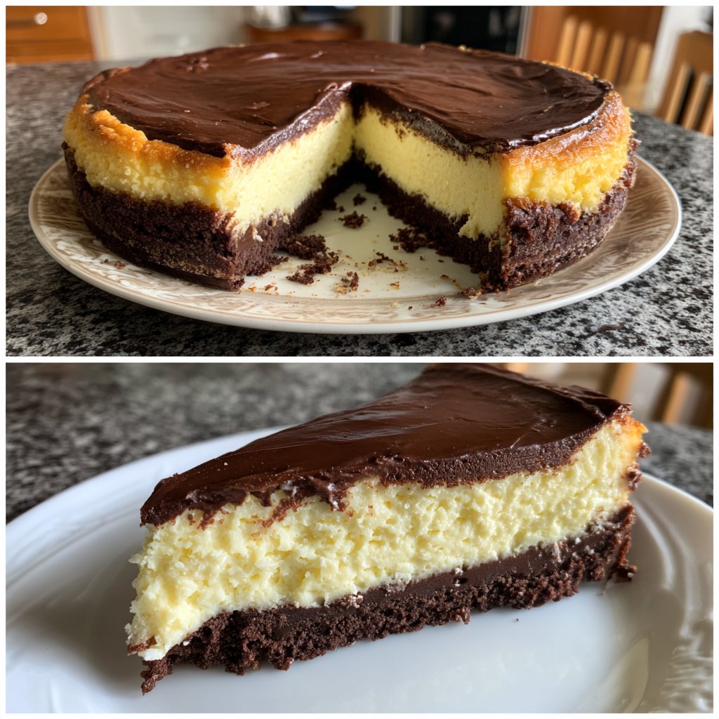 Käsekuchen mit Schokoboden