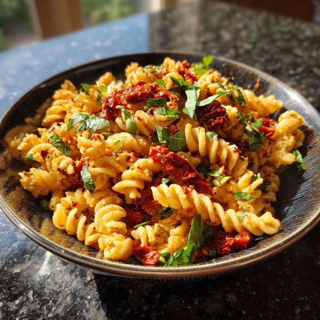 Mediterraner Nudelsalat Mit Getrockneten Tomaten